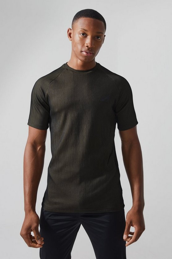 Geripptes Active Muscle-Fit Raglan T-Shirt