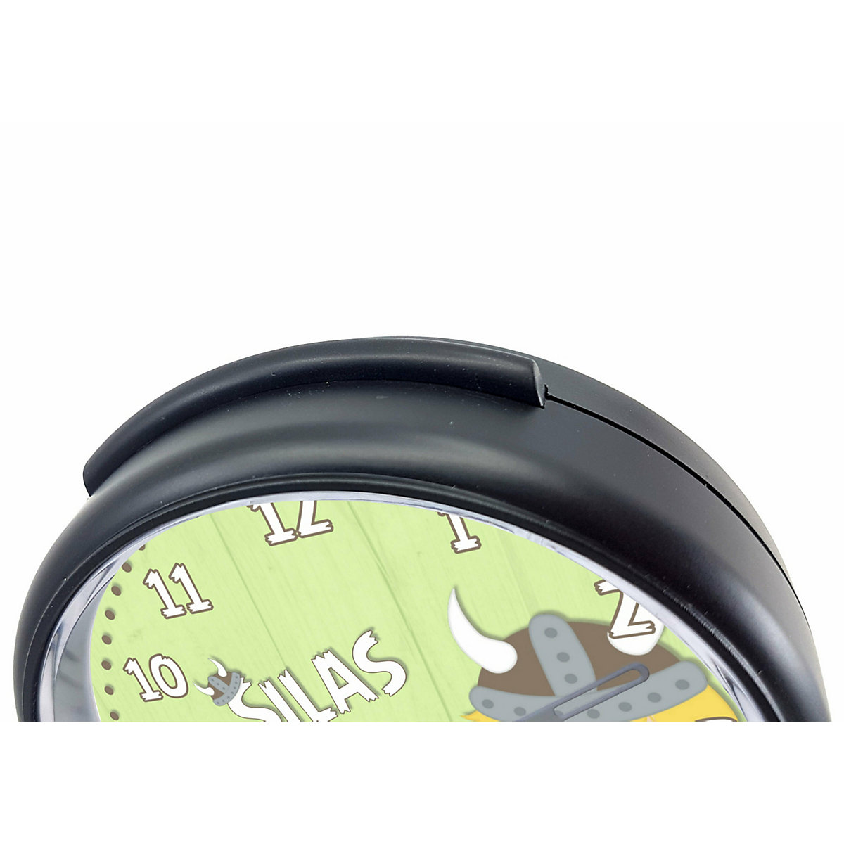 Kinder Funkwecker personalisiert mit Namen Wikinger Atom-/Funkuhr, 12-Stunden-Anzeigeformat, Schlummerfunktion, Nachtlicht, Geräuschlos/Ohne Ticken
