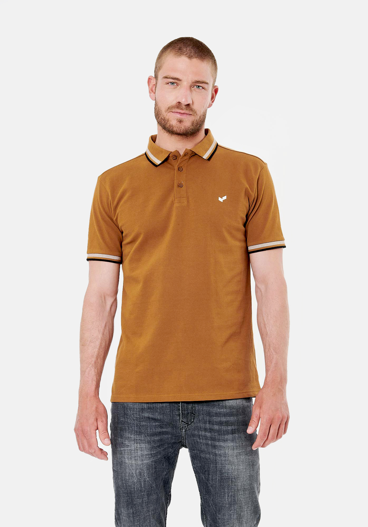 RAYOC  Polo marron homme 100% coton bio