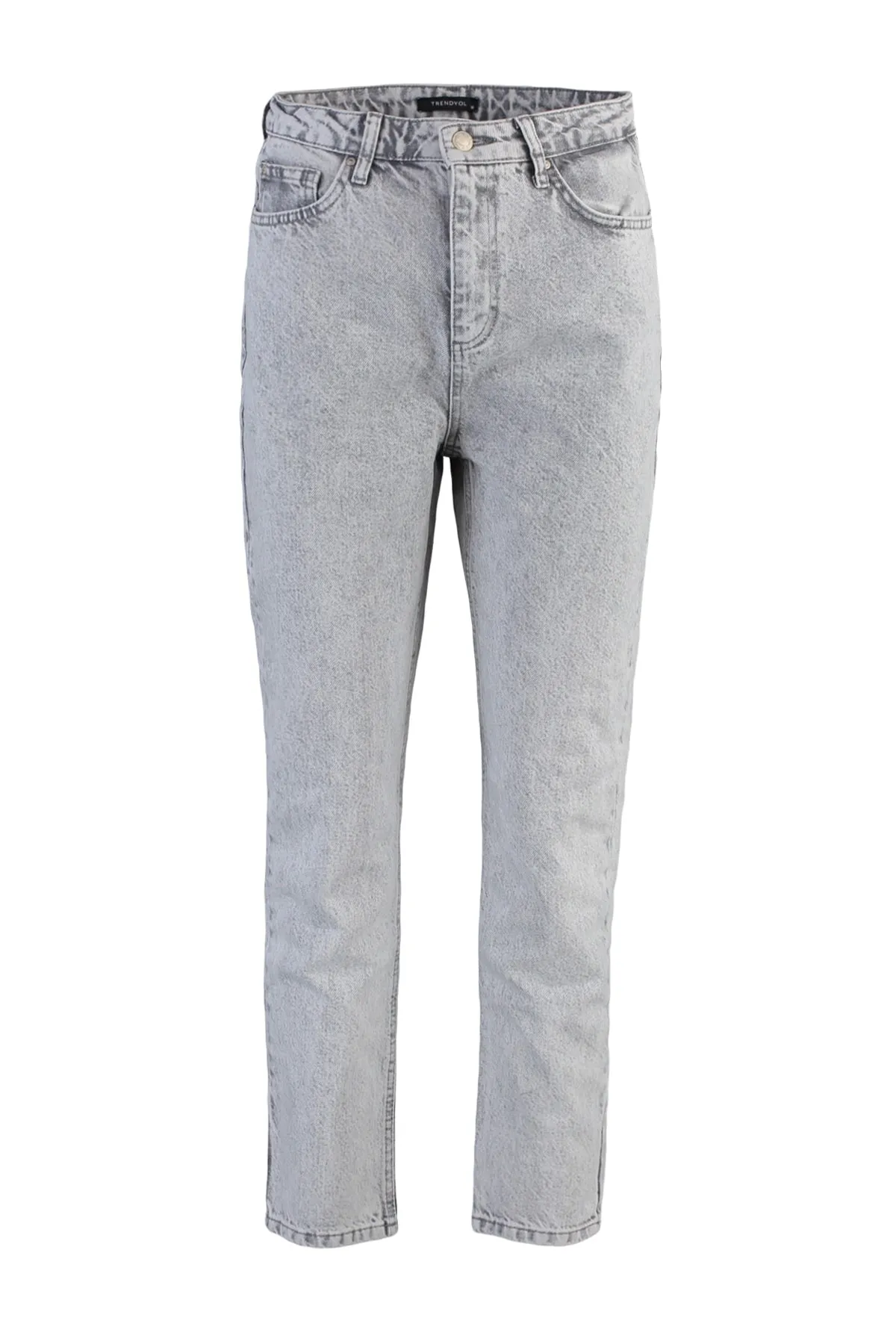 Trendyol Collection  Graue Mom-Jeans mit hoher Taille TWOAW22JE0945