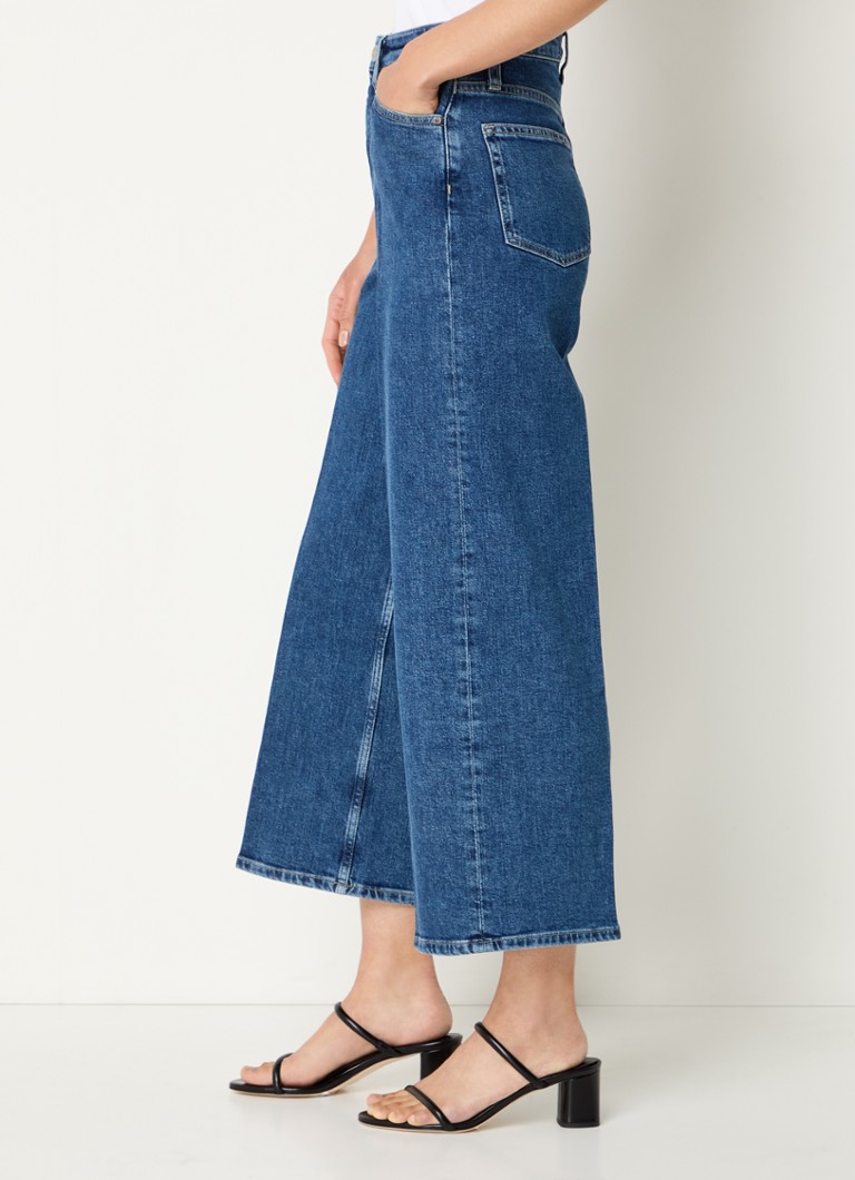 Pantaloni scurți din denim cu talie înaltă Calvin Klein, cu croi larg, spălare medie