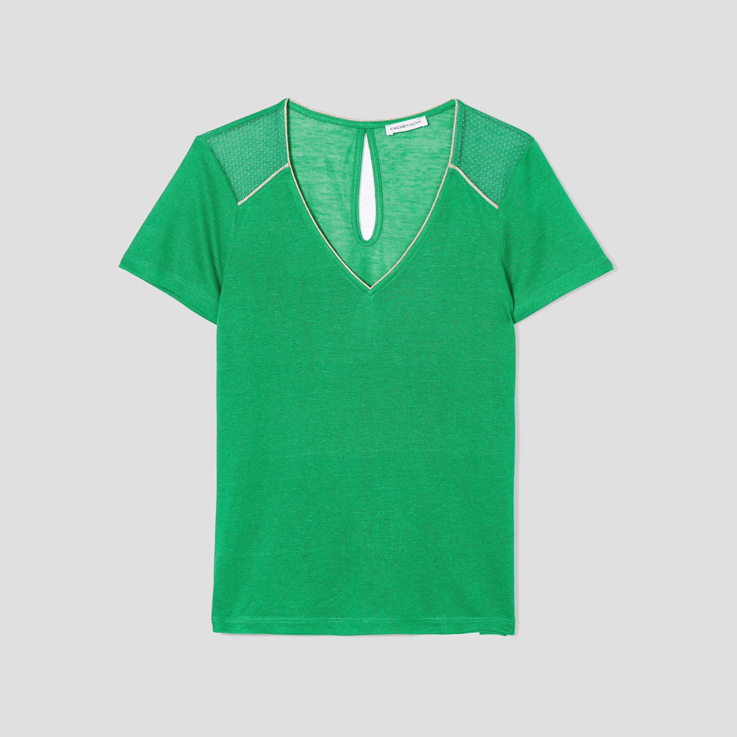 T-shirt manches courtes vert femme | Cache Cache
