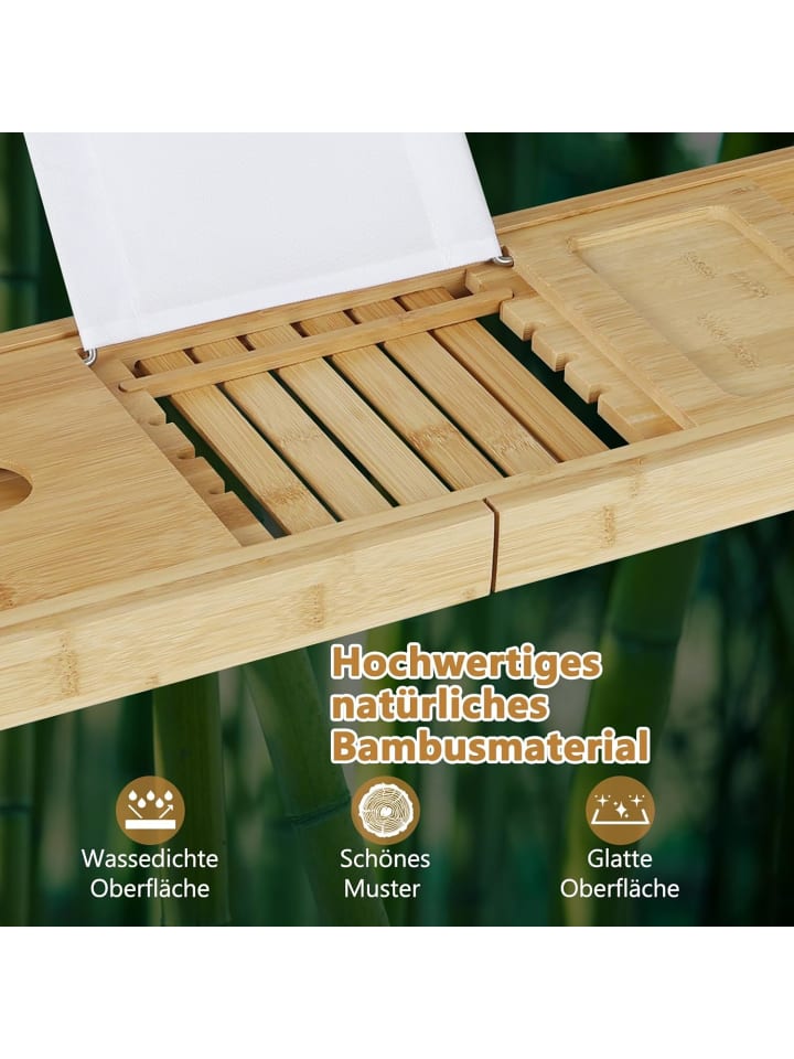 COSTWAY Bambus Badewannenbretter 70,5-105x22x4cm in Beige günstig kaufen onesize