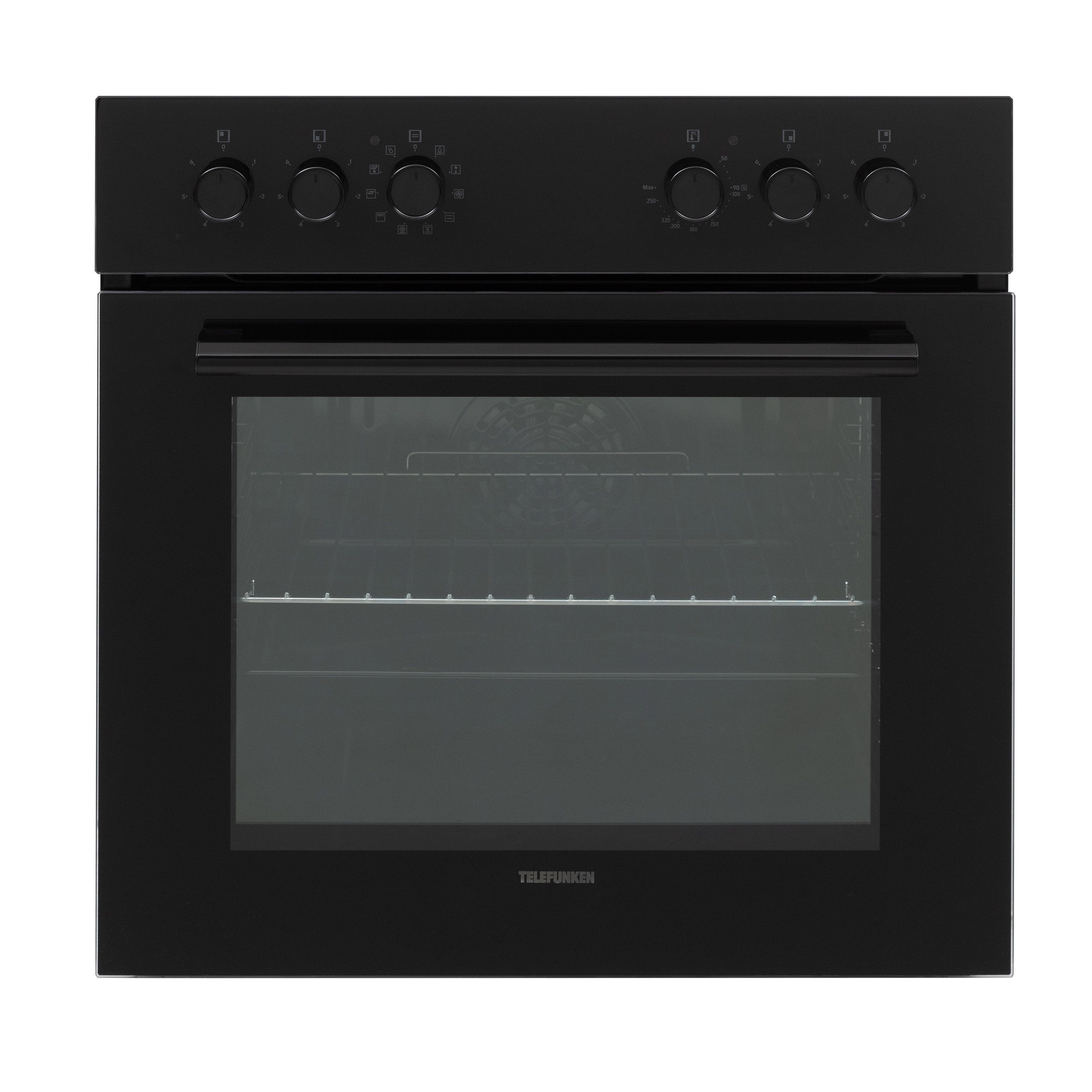 Telefunken Elektro-Herd-Set ECH65A-B, VapClean, Einbauherdset, 65 L, Backofen mit Grill & Umluft, Glaskeramik-Kochfeld