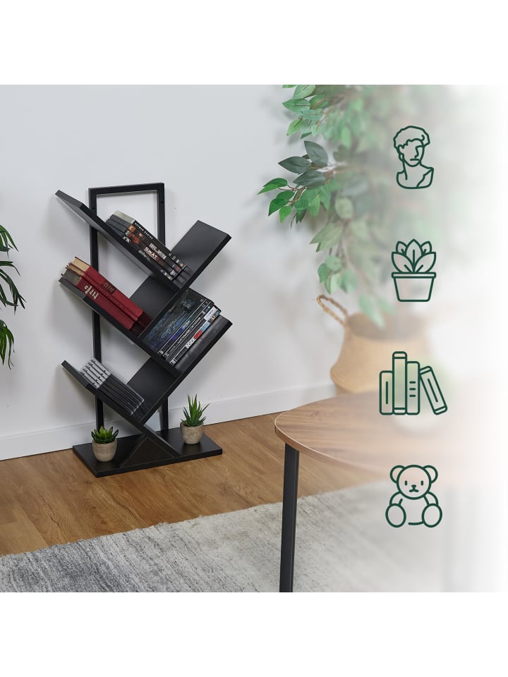 relaxdays Bücherregal in Schwarz - (B)40 x (H)71 x (T)21,5 cm günstig kaufen onesize