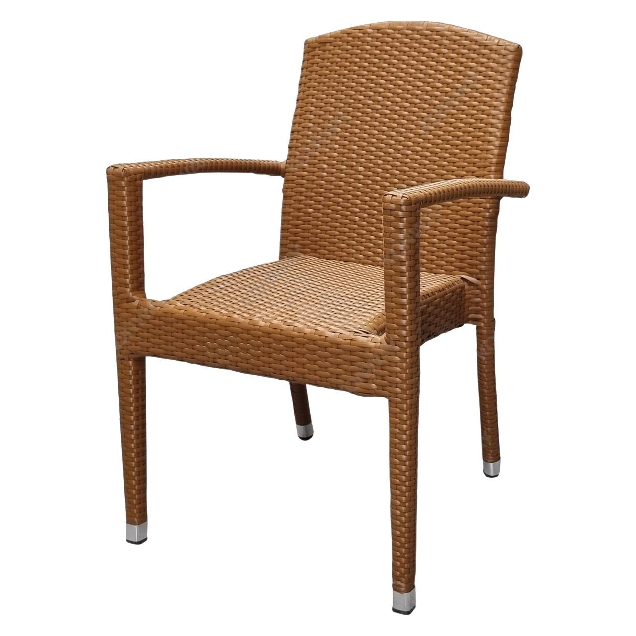 Konway Stapelstuhl MAUI (4 St), 4x KONWAY® MAUI Stapelsessel Braun Premium Polyrattan Sessel