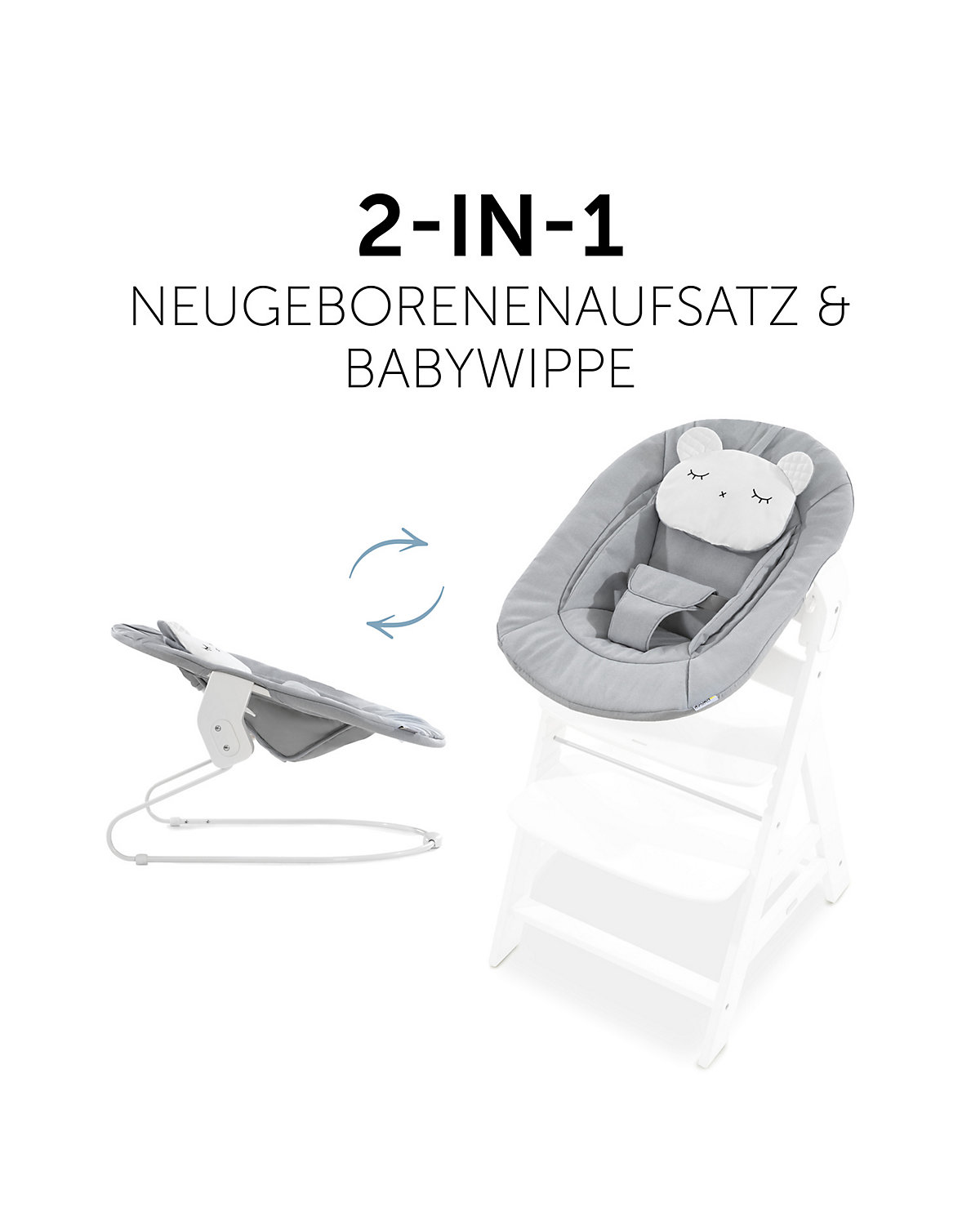 Bouncer 2in1 für Alpha+ Hochstuhl Newborn Set, Pastel Bear Light Grey
