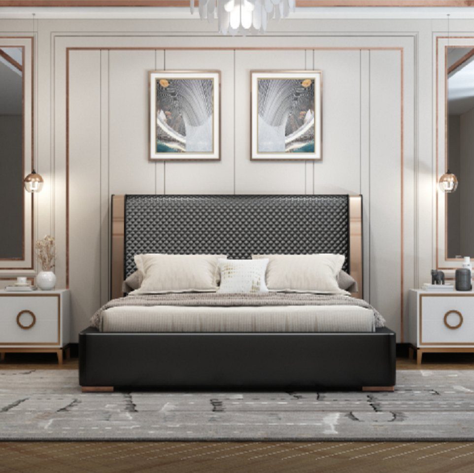JVmoebel Bett Schlafzimmer Betten Graues Moderne Möbel Holzgestell Betten (1-tlg., Nur Bett), Made in Europa
