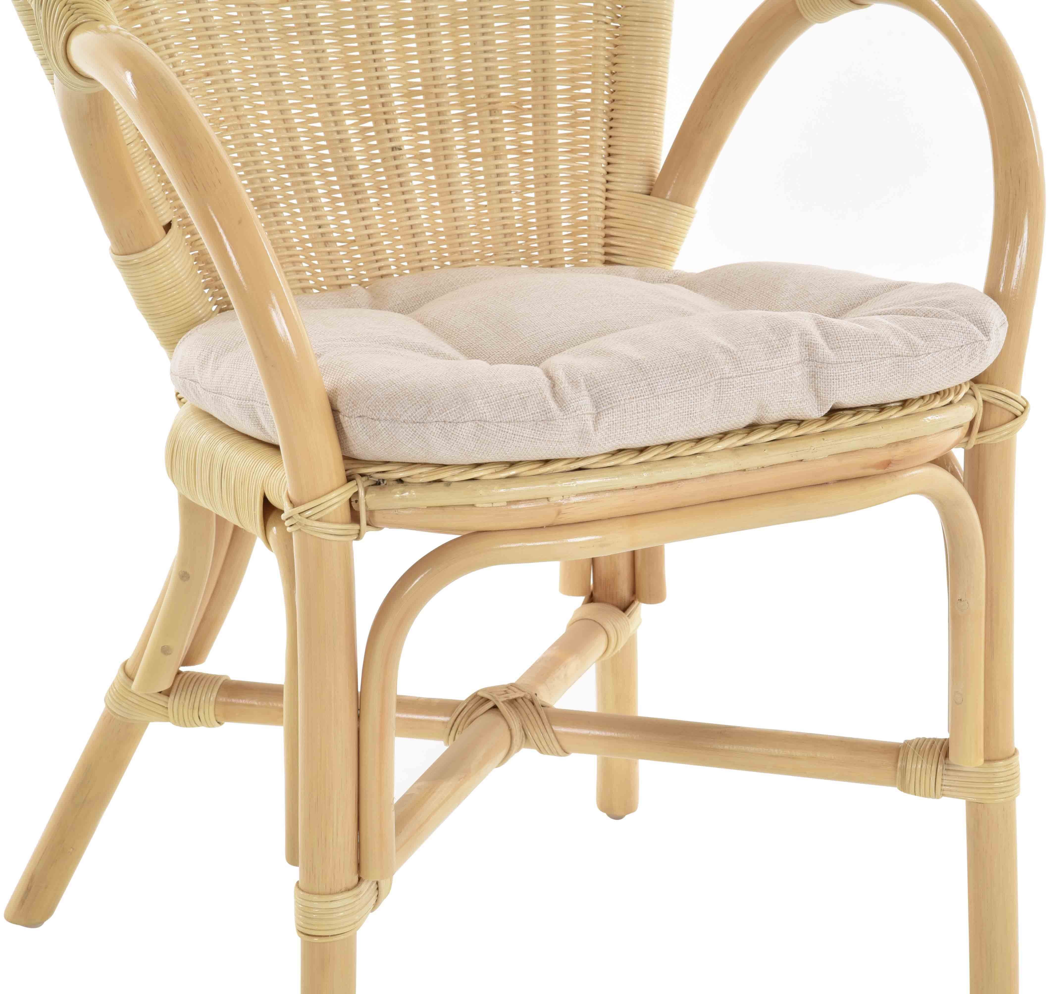 Krines Home Stapelstuhl Stapelbarer Rattan Wintergarten Sessel Korbstuhl mit Armlehnen, Korbsessel Geflochten, Stabil