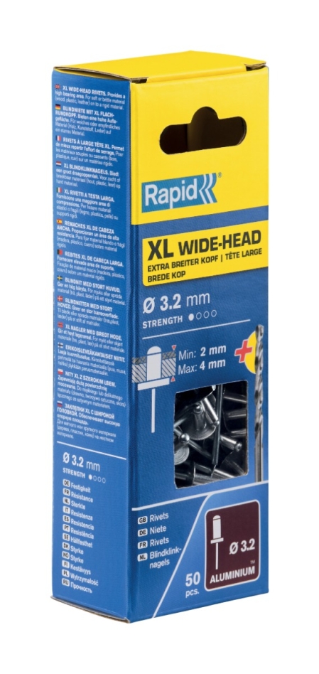Rapid 5000659 XL τυφλά κουμπιά Ã˜3,2 x 8 mm 50 τεμάχια