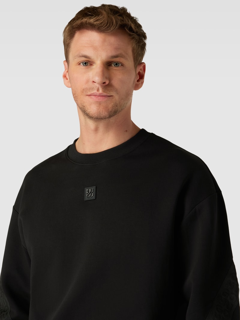 Sweatshirt mit Label-Patch Modell 'Dettles' in schwarz