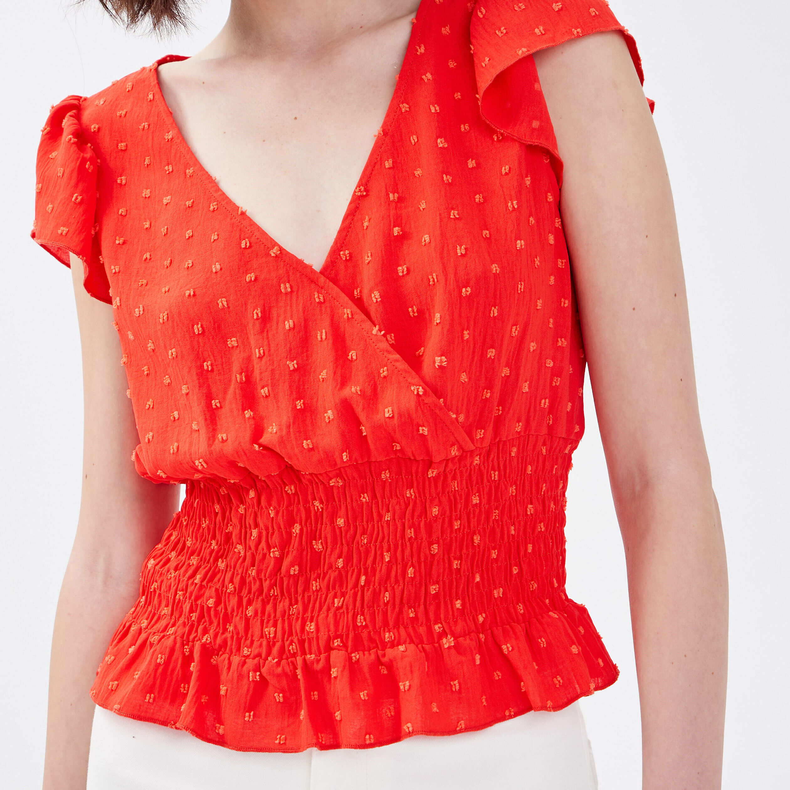 Blouse manches courtes orange femme | Cache Cache