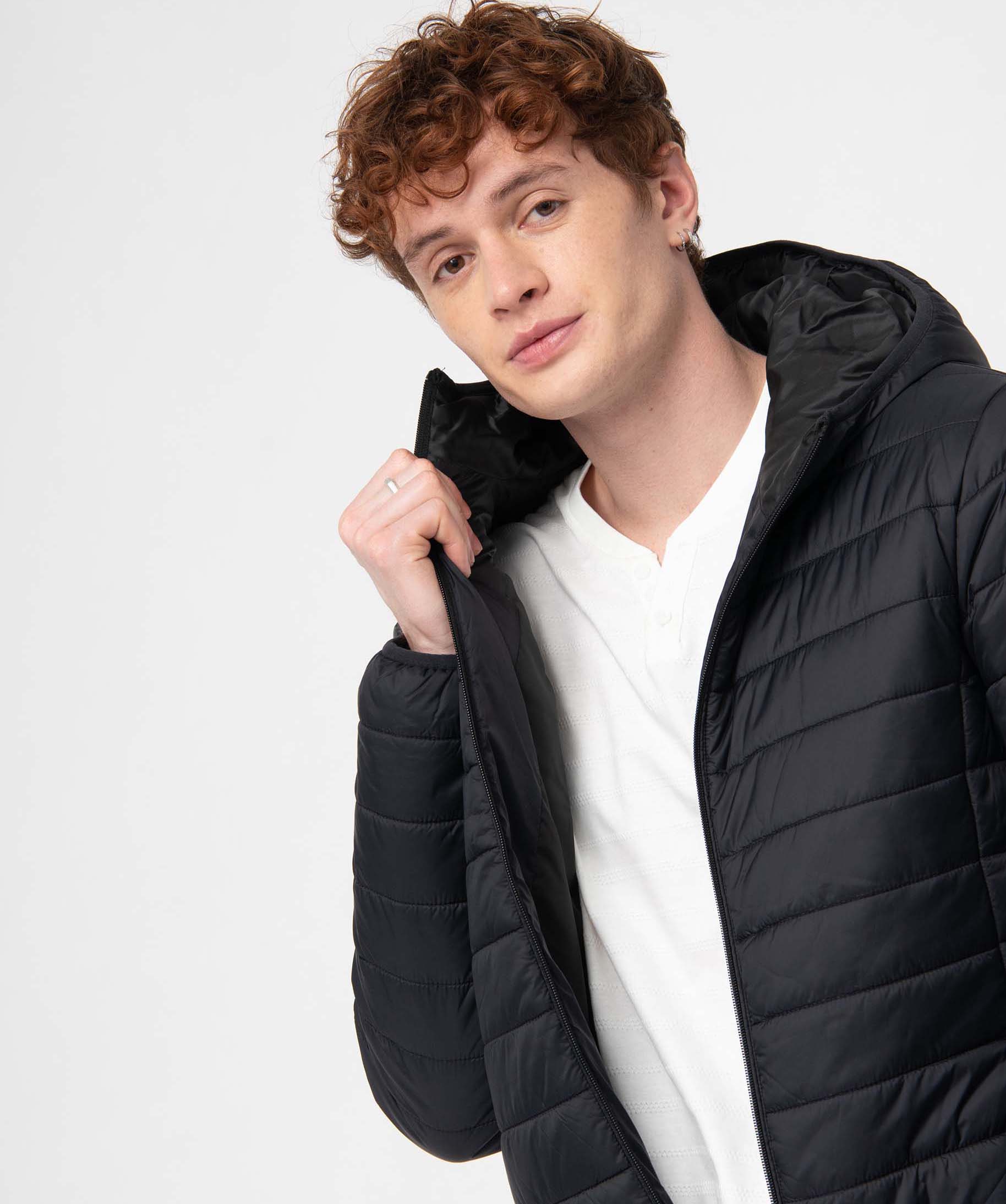 Doudoune homme fine avec capuche noir | GEMO
