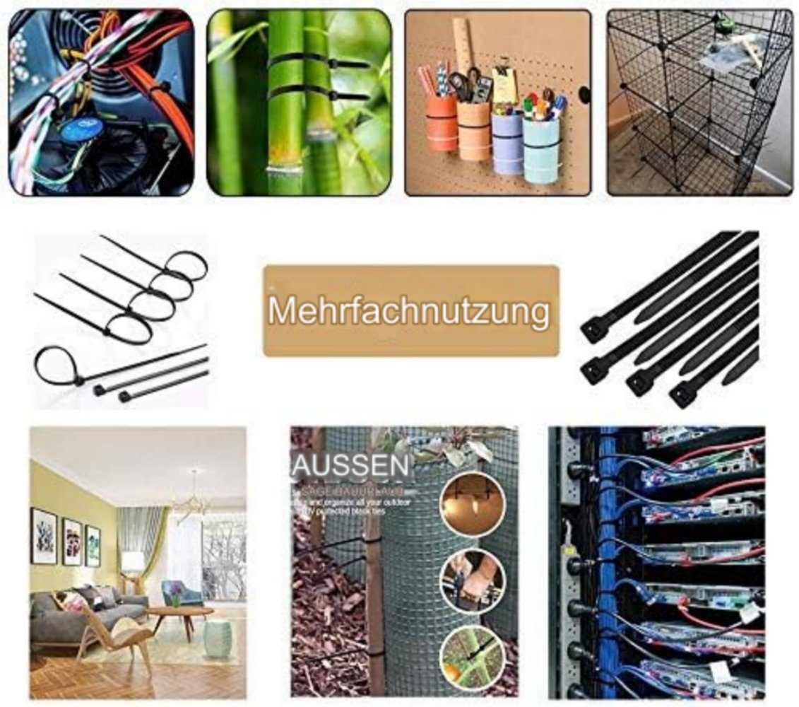 jalleria 500 Stück Schlauchklemmen, schwarze Nylon-Kabelbinder Reepschnur (1-tlg)
