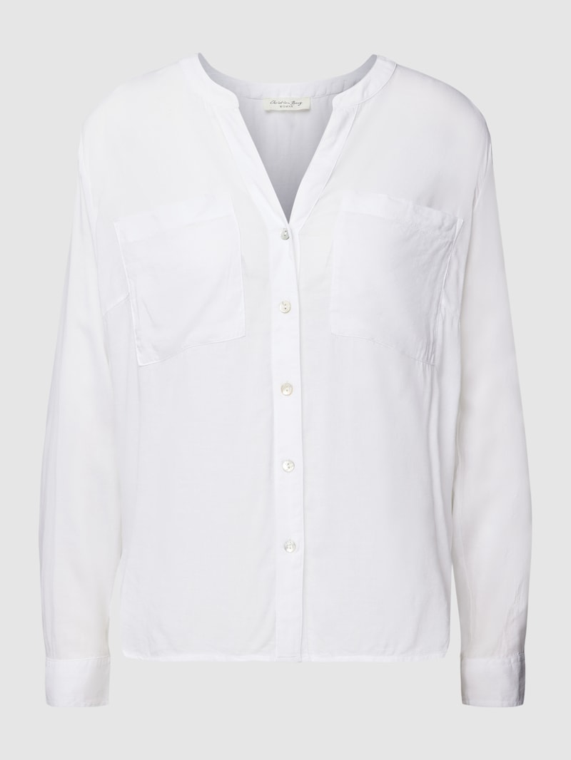 Bluse mit Brusttaschen Modell 'Ilsa' in weiß