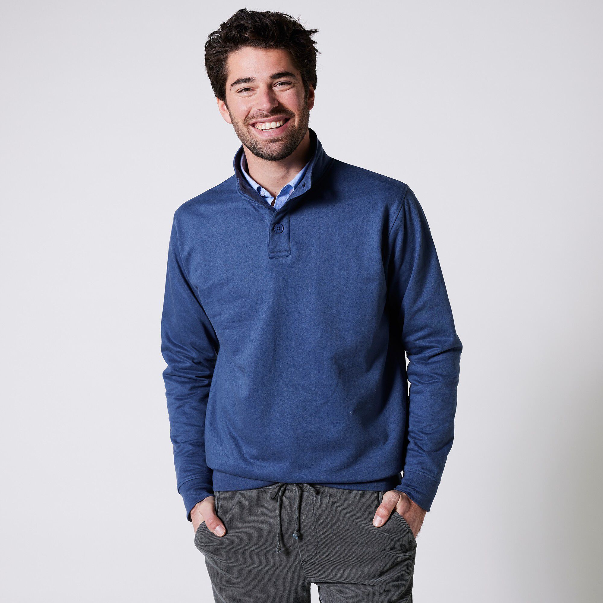 Sweat col montant boutonné en molleton