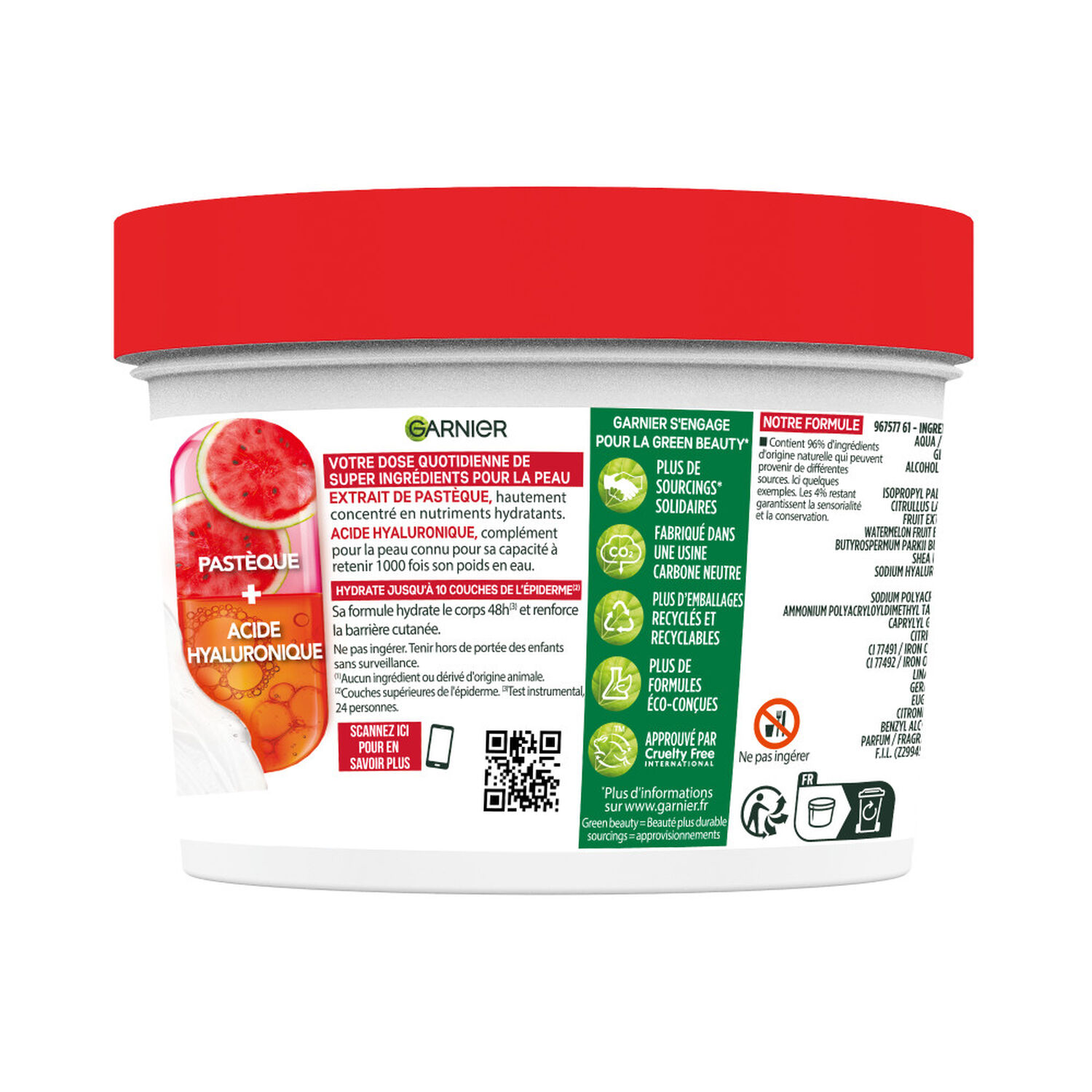 Garnier Body Superfood Gel Crème corps hydratant Pastèque Acide Hyaluronique