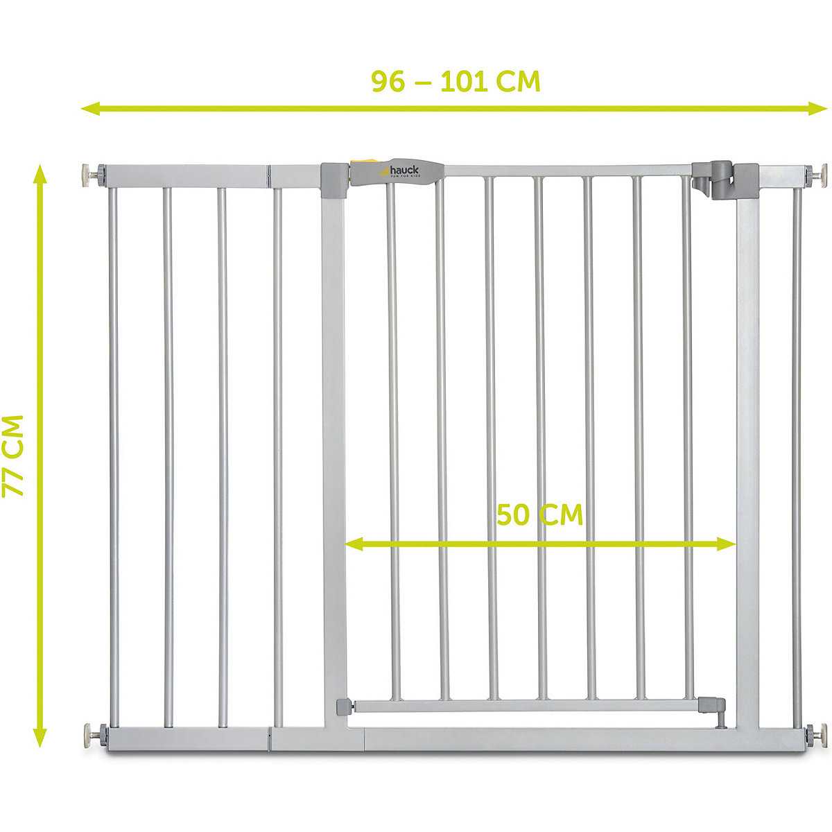 Tür-und Treppenschutzgitter Stop N Safe 2, 96 - 101cm, inkl. 21cm Verlängerung, silber