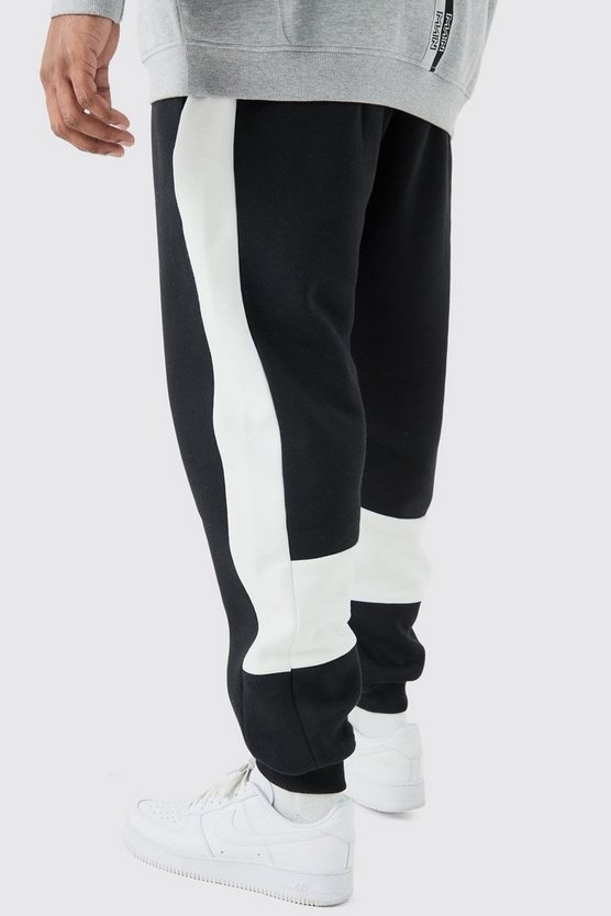 Plus schwarze Slim-Fit Colorblock Jogginghose