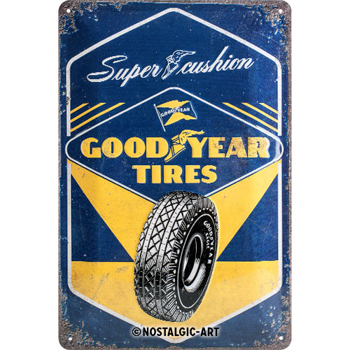 Nostalgic Art Retro Blechschild 20x30cm, Motiv "Goodyear - Super Cushion", 1 Stück - ATU