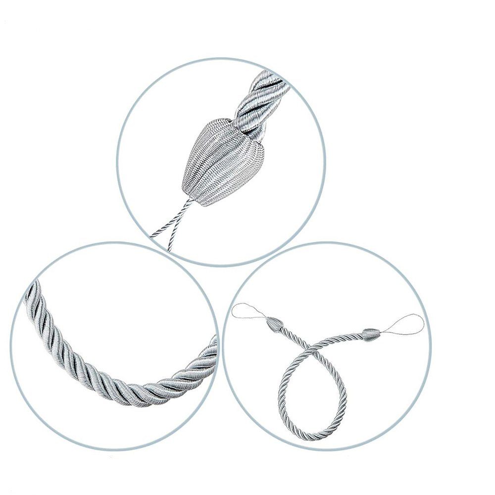 Raffhalter Vorhang Raffhalter Geflochtene Seil Gürtel Raffhalter Haken 6 Stücke, FELIXLEO