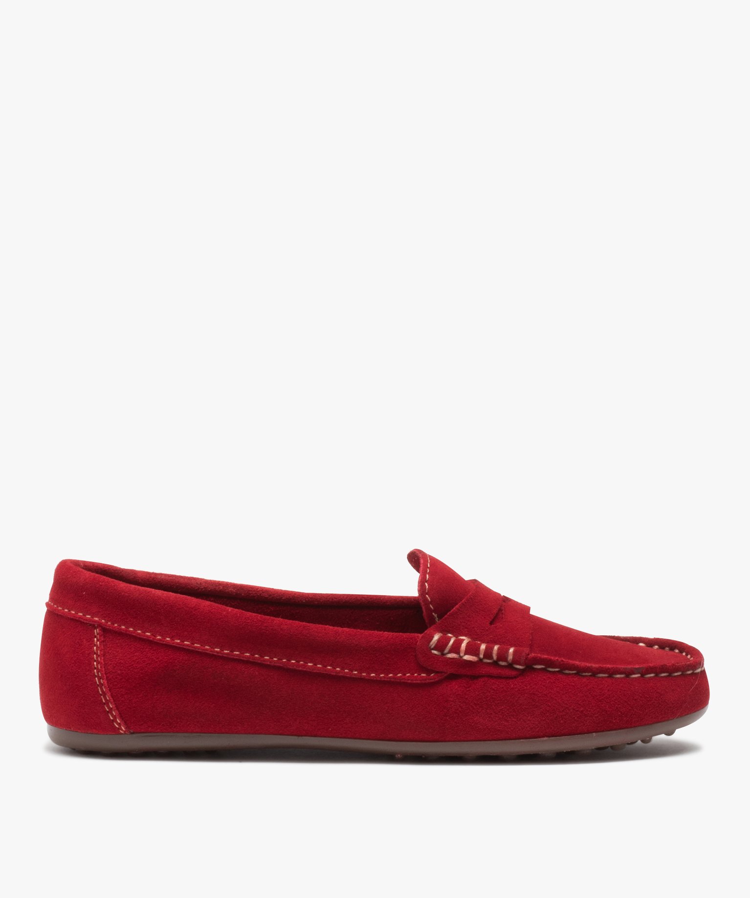 Mocassins femme confort unis en cuir velours rouge | GEMO