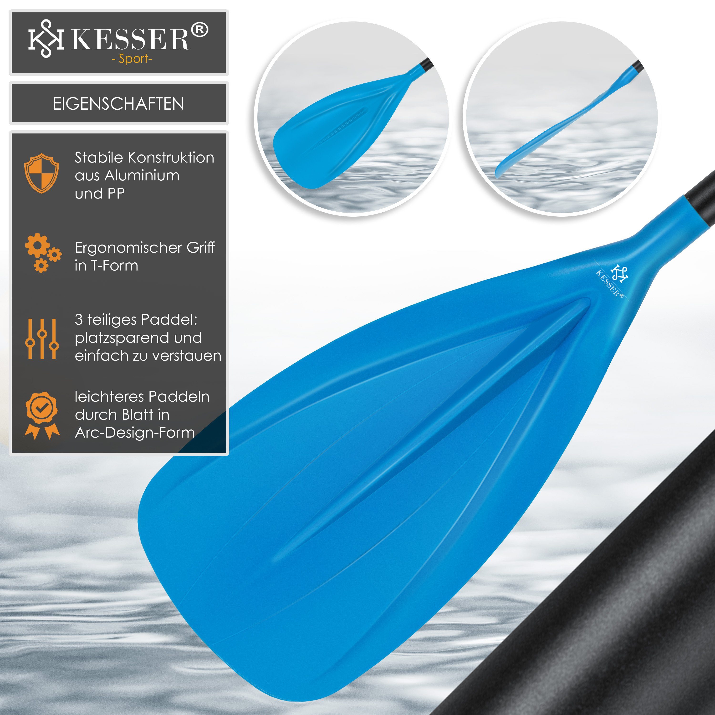 KESSER SUP-Paddel, Paddle 3-teilig für Kayak SUP Stand-Up Paddling Board