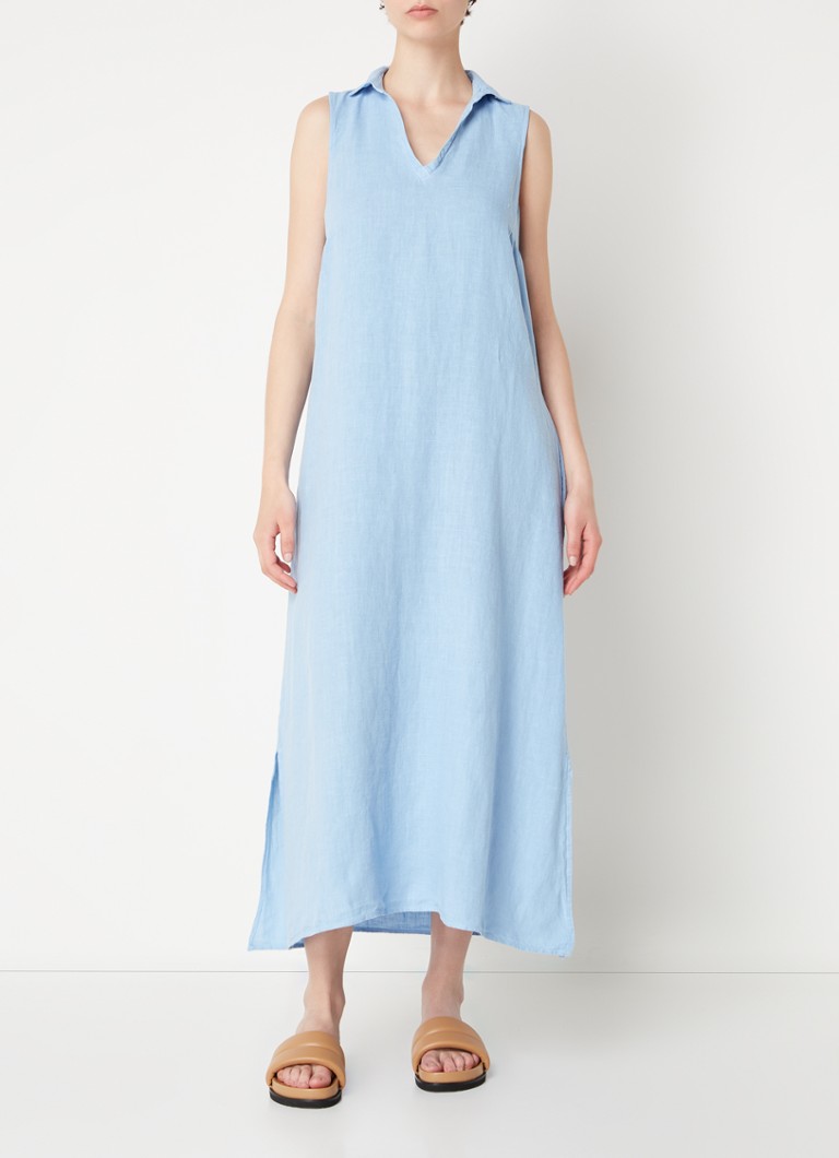 Penn & Ink lanena midi tunika haljina s V-izrezom