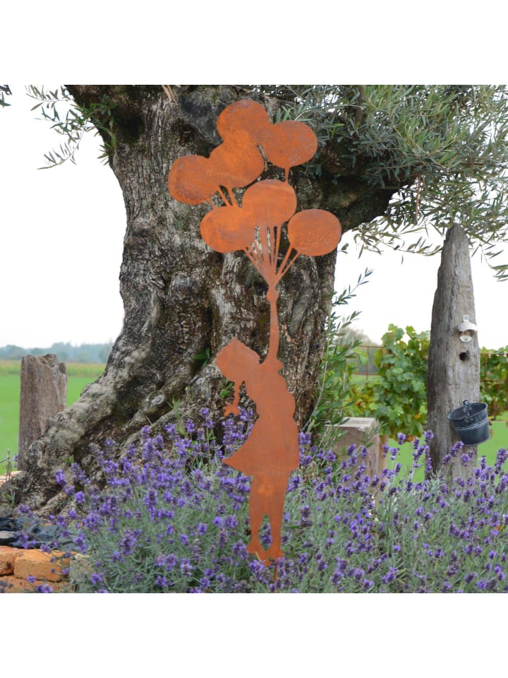 UNUS Gartenstecker Rost Mädchen mit Ballons in Braun günstig kaufen onesize