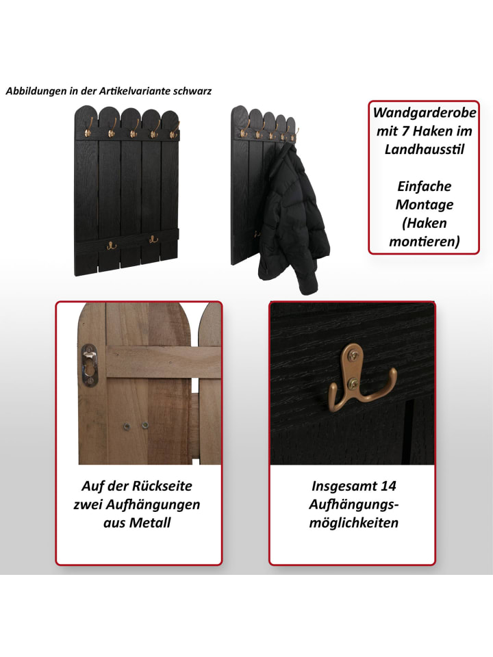 MCW Wandgarderobe N95 86x60cm, Weiß günstig kaufen onesize