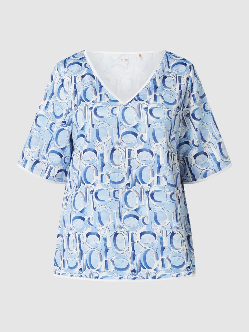 Pyjama-Oberteil mit Logo-Muster in bleu