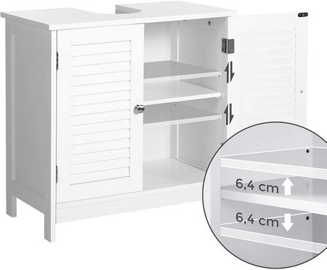 VASAGLE Waschbeckenunterschrank verstellbare Regalebene, mit Griffen