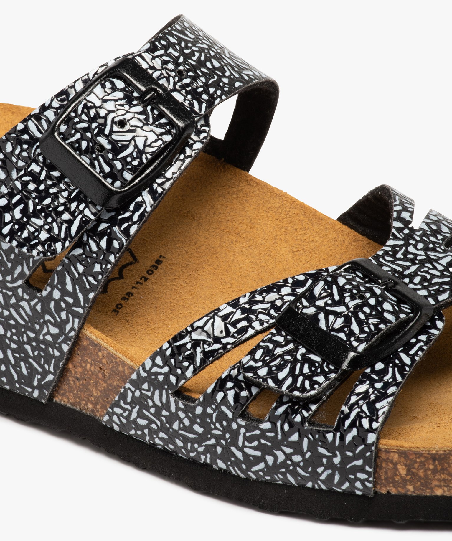 Mules femme compensées à double bride ajustable noir | GEMO