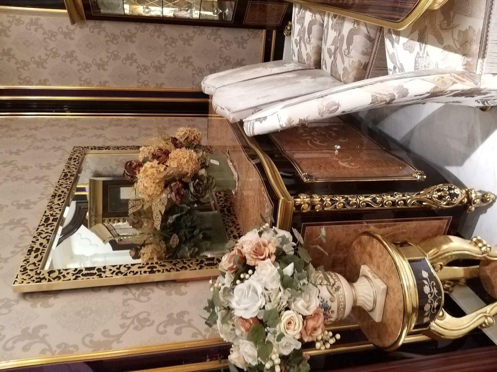 JVmoebel Esszimmer-Set, Esszimmer Set Garnitur Vitrine Tisch 6x Stuhl Kommode Spiegel