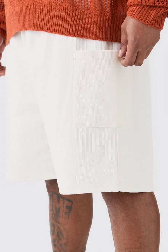 Plus lockere gerippte Cargo-Shorts