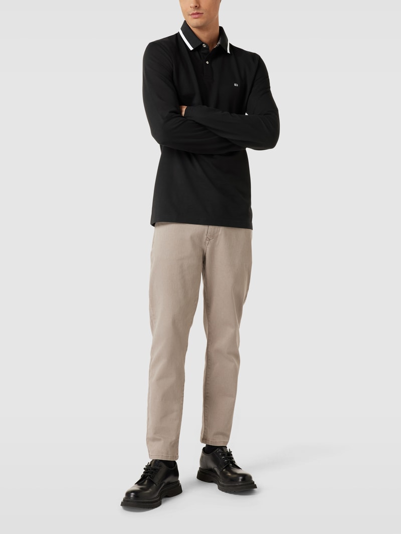 Poloshirt mit Kontraststreifen in anthrazit meliert