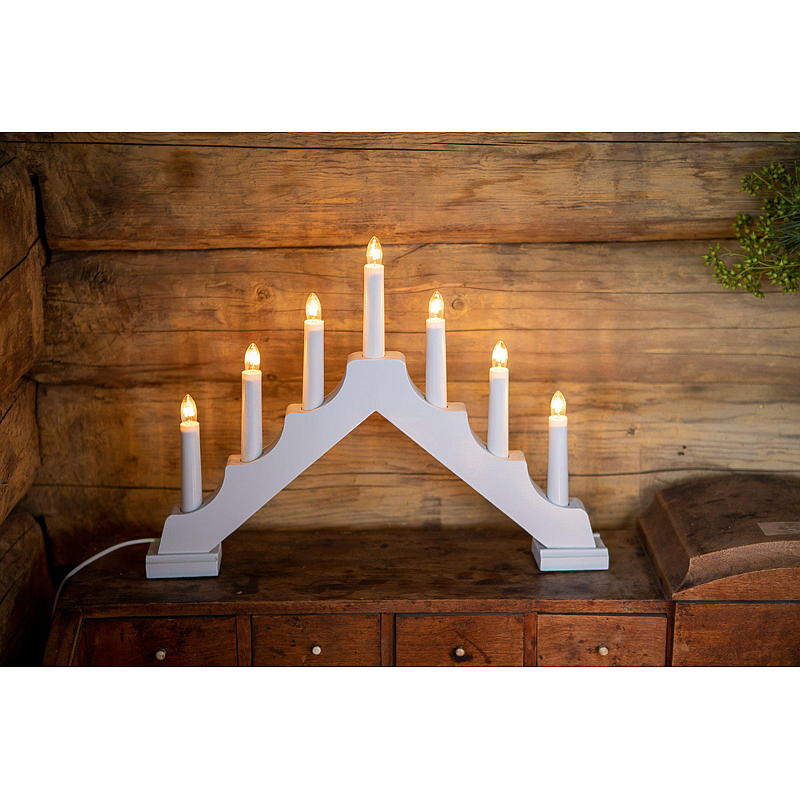 Light IT Adventsstake 7-armet, lys hvit