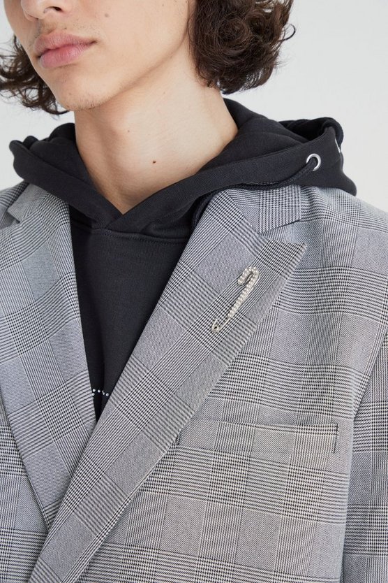 Lockerer karierter Wickel-Blazer