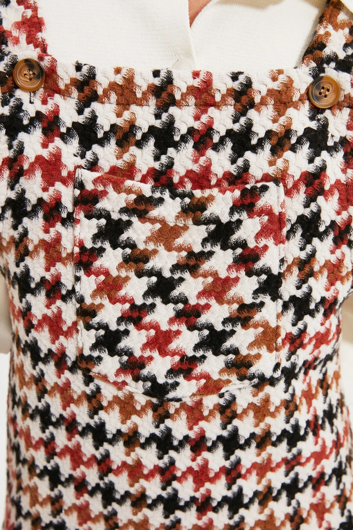 Trendyol Collection  Ecrufarbenes, gewebtes, kariertes, gemustertes Gilet-Kleid TWOAW20EL0208