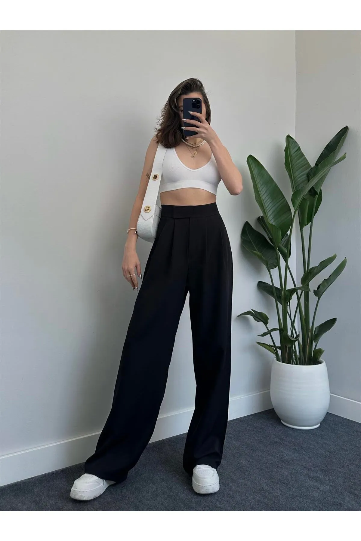 My Blog  Schwarze Redkit Palazzo-Hose mit Klettverschluss für Damen
