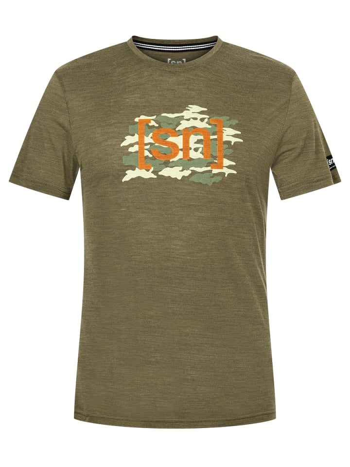 super.natural Merino T-Shirt M CAMOU TEE in olivgrün günstig kaufen S