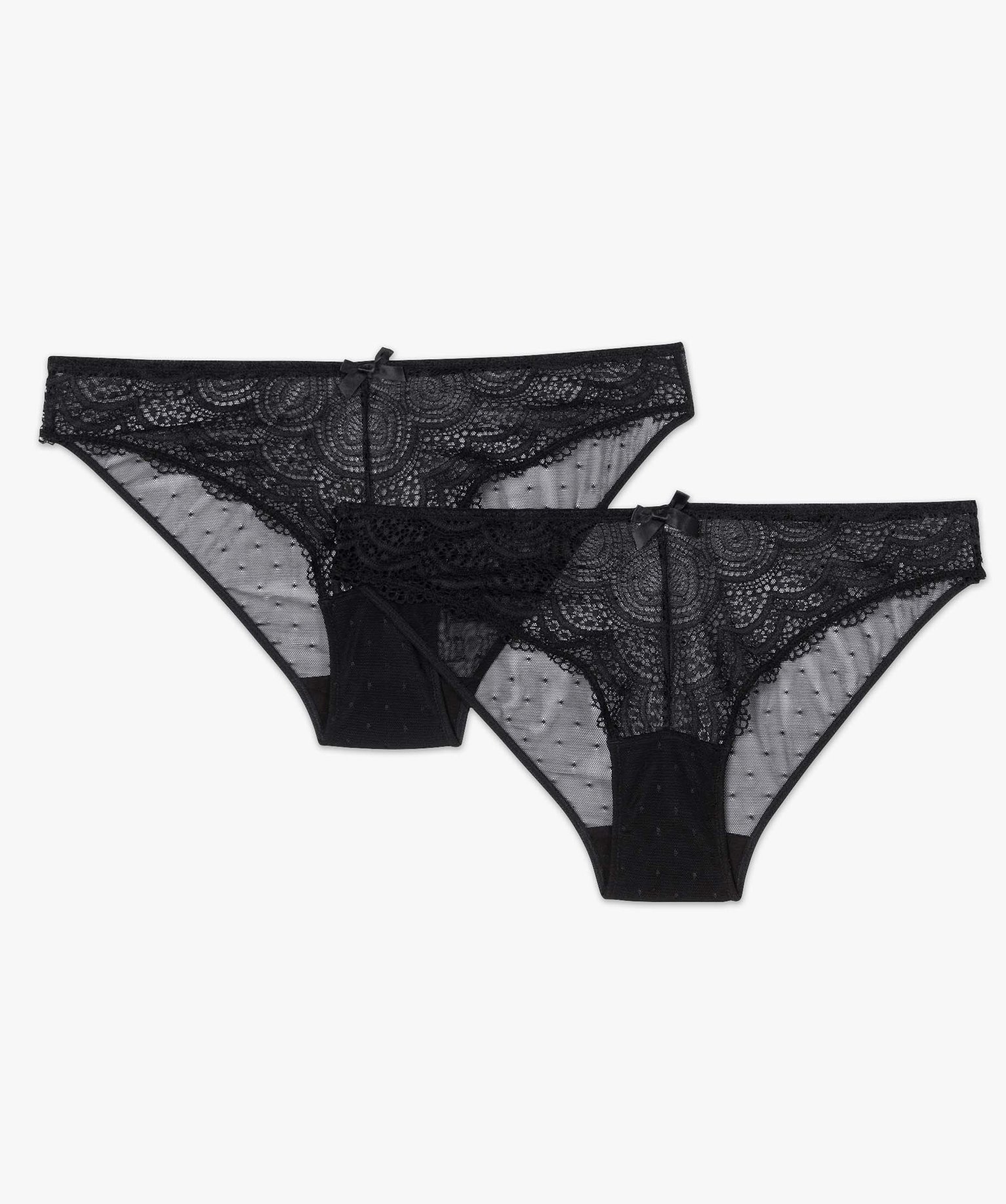Culotte en dentelle et tulle femme (lot de 2) noir | GEMO