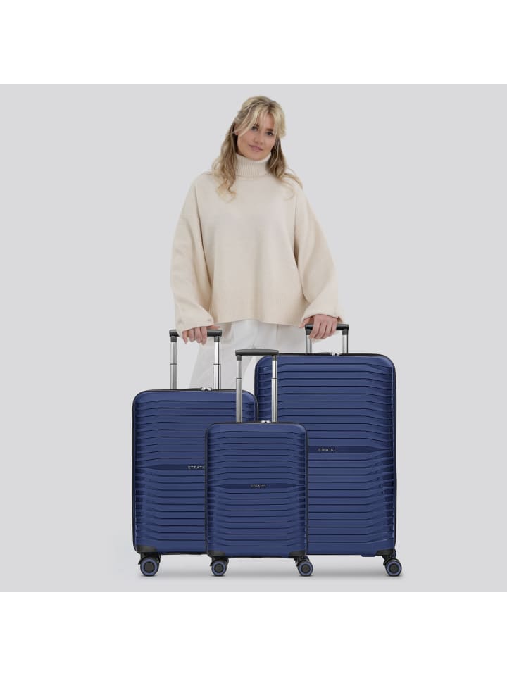 Stratic Shine 4 Rollen Kofferset 3-teilig mit Dehnfalte in navy blue günstig kaufen onesize