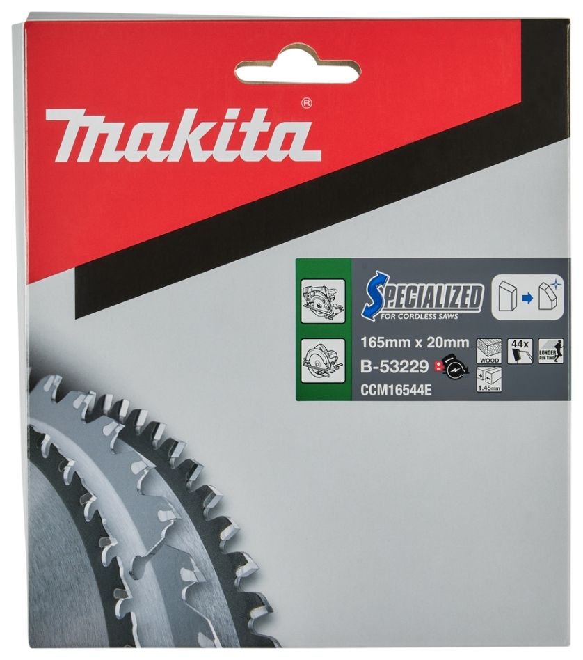 Makita Tilbehør B-53229 Rundsavklinge Træ Specialiseret 165 x 20 x 1,45 44T