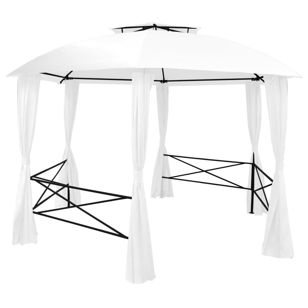 vidaXL Partyzelt Gartenzelt mit Vorhängen 360x312x265 cm Weiß 180 g/m²