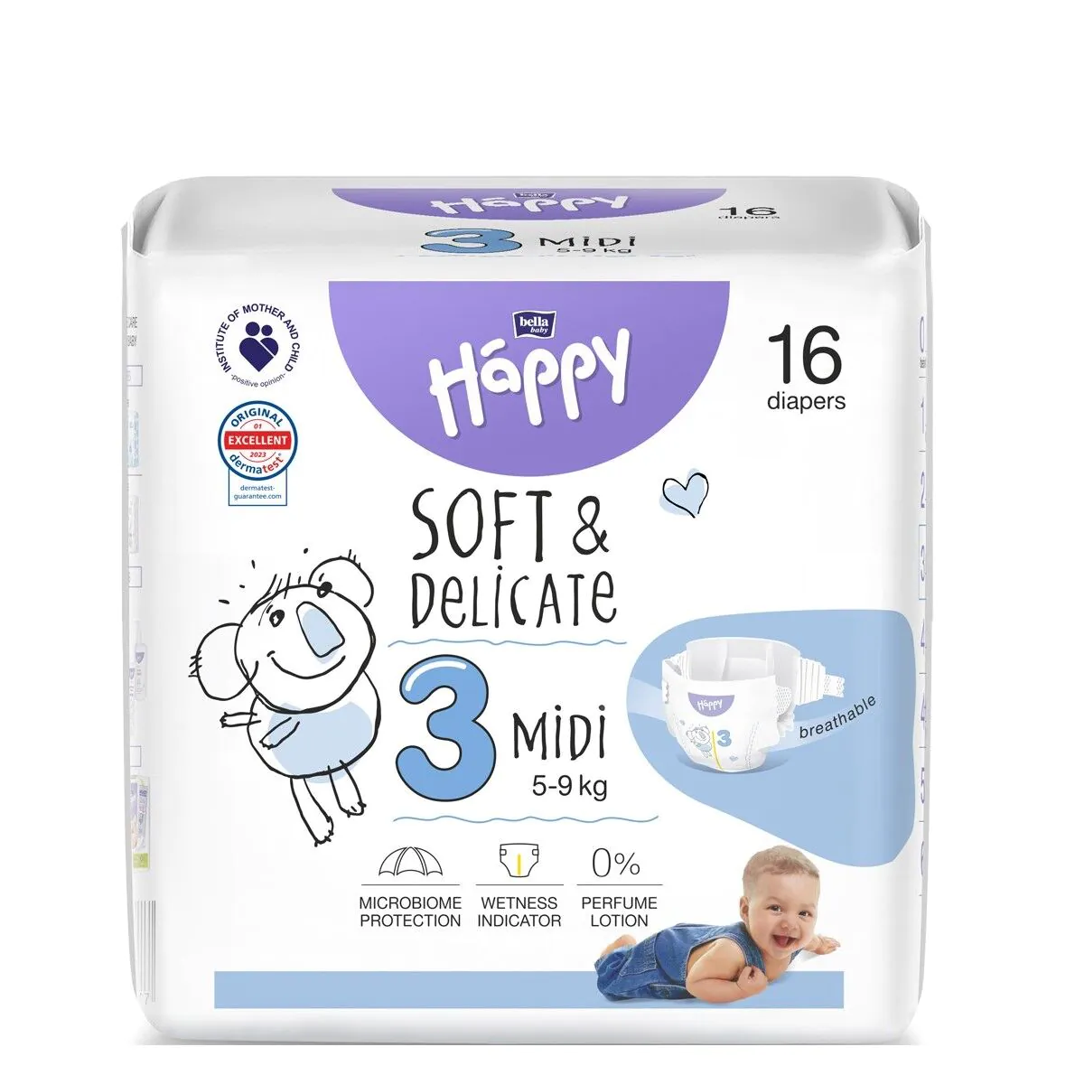 Bella Happy minkštos ir subtilios midi sauskelnės