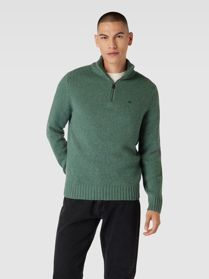 Strickpullover mit kurzem Reißverschluss in lindgrün