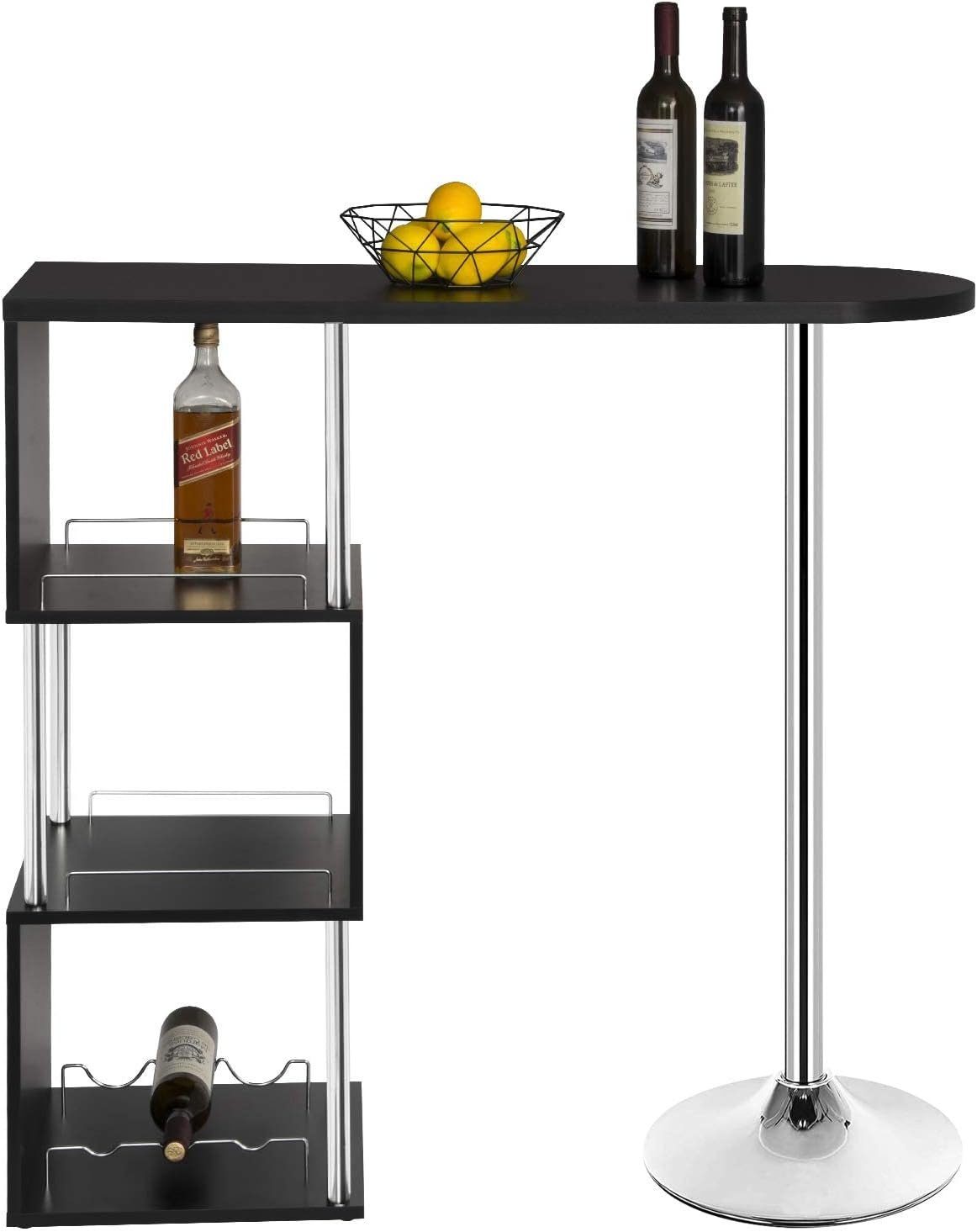 Woltu Bartisch (1-St), Bistrotisch mit 3 Ablagefläche, aus Metall, MDF