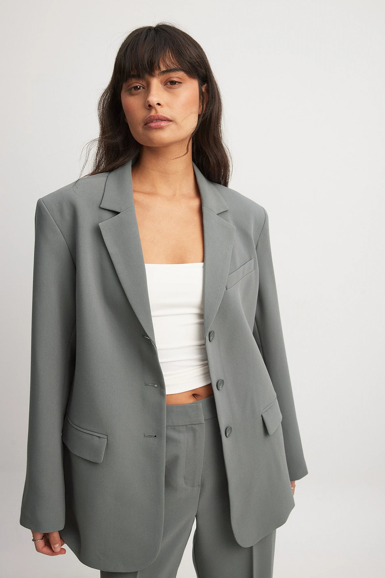 Oversize-Blazer mit drei Knöpfen