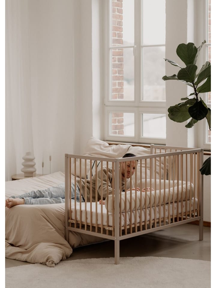 Sämann Beistellbett mit Rollen und Umbauseite - sahara dust/natur - Dreamy 4 in 1 Bett günstig kaufen 60x120 cm